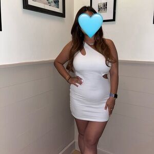 Zara Elegant White Cut-Out Dress(like new)